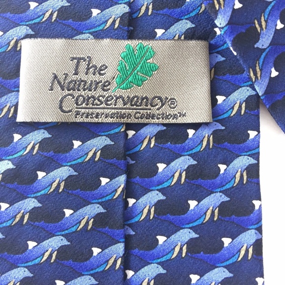 Nature Conservancy Blue Dolphins 100% Silk Tie - Picture 4 of 6
